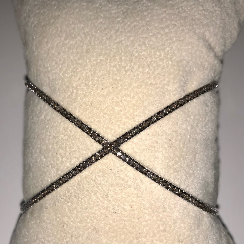 Sterling silver and natural champagne diamond bracelet - Picture 8 of 13